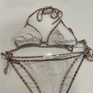White Burberry two piece swimsuit